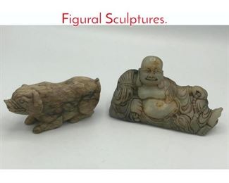 Lot 427 2 Carved Stone Chinese Asian Figural Sculptures. 