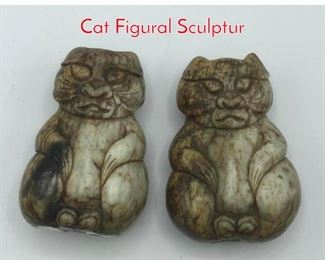 Lot 429 2 Carved Stone Chinese Asian Cat Figural Sculptur