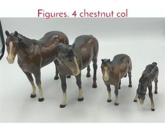Lot 433 4pc BESWICK England Horse Figures. 4 chestnut col