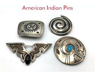 Lot 59 4pc Sterling Silver Mexican American Indian Pins 
