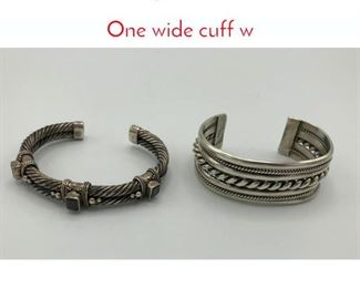 Lot 66 2 Sterling Silver Cuff Bracelets. One wide cuff w