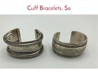Lot 70 2 Heavy Sterling Silver Signed Cuff Bracelets. So