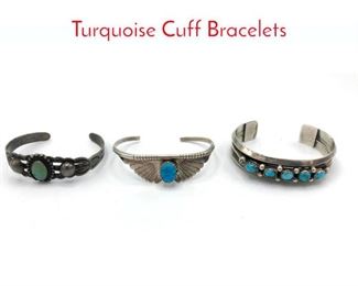 Lot 75 3 Native American Indian Turquoise Cuff Bracelets