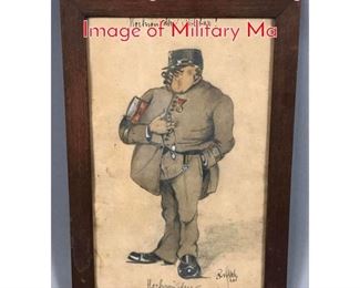 Lot 199 Vintage Illustration Figural Image of Military Ma