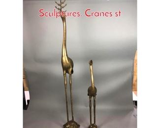 Lot 278 2 Asian Brass Figural Crane Sculptures. Cranes st