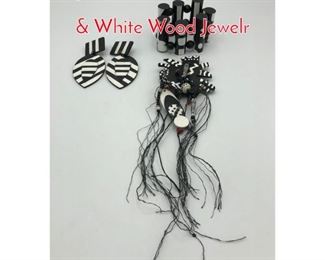 Lot 95 3pc Artisan Signed BIRO Black  White Wood Jewelr