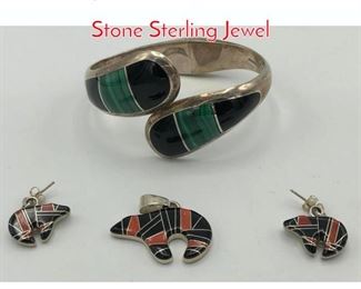 Lot 103 4pc Mexican, American Indian Stone Sterling Jewel