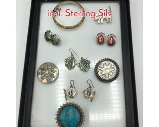 Lot 104 9pc Mixed Silver Jewelry Lot, incl. Sterling Silv