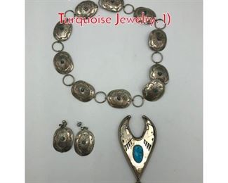 Lot 107 3pc Silver Native American Turquoise Jewelry. 1 