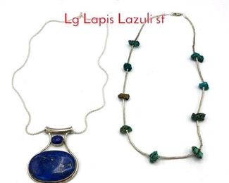 Lot 117 2pc Sterling Silver Necklaces. Lg Lapis Lazuli st