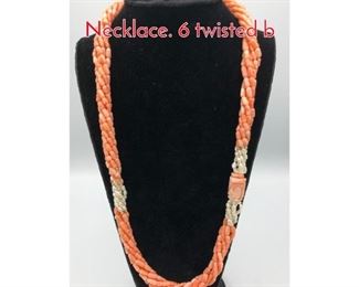 Lot 123 Angel Skin Coral Pearl Bead Necklace. 6 twisted b