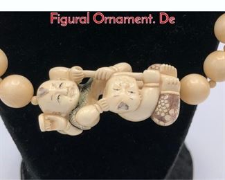 Lot 125 Asian Carved Bead Necklace w Figural Ornament. De