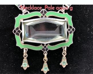 Lot 135 Green Black Enamel Art Deco Necklace. Pale aqua g