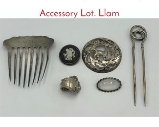 Lot 146 5pc Sterling Silver Jewelry  Accessory Lot. Llam