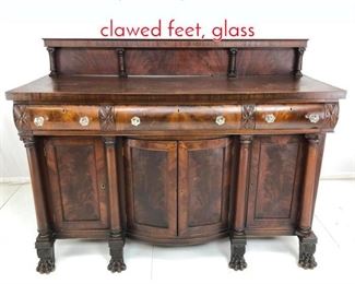 Lot 177 Antique Empire Sideboard with clawed feet, glass 