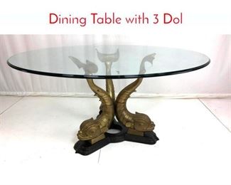 Lot 178 Decorator Brass and Glass Dining Table with 3 Dol