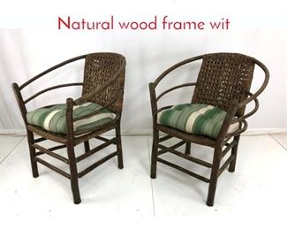 Lot 181 Pr Old Hickory Arm Chairs. Natural wood frame wit