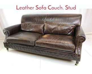 Lot 183 Mitchell Gold Oversized Leather Sofa Couch. Stud 