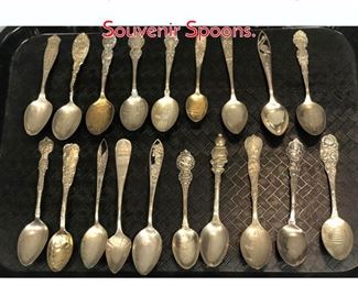 Lot 407 19 pc Decorative Sterling Silver Souvenir Spoons.