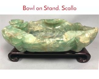Lot 446 Chinese Carved Fluorite Low Bowl on Stand. Scallo