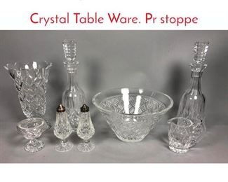 Lot 448 9pc WATERFORD Irish Crystal Table Ware. Pr stoppe