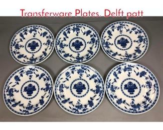 Lot 461 Set 6 MINTON Blue Transferware Plates. Delft patt