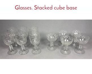 Lot 470 11pc Matching Stemware Glasses. Stacked cube base