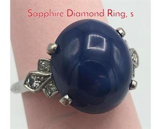 Lot 55 14K White Gold Blue Star Sapphire Diamond Ring, s