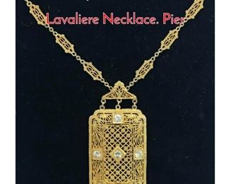 Lot 56 Antique 14K Gold Diamond Lavaliere Necklace. Pier