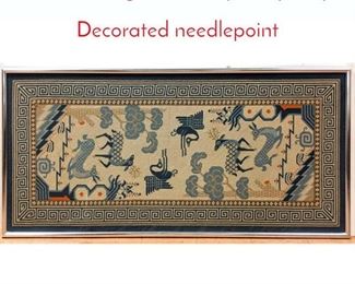 Lot 271 Large Asian Style Tapestry. Decorated needlepoint