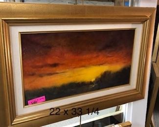 Wm. Wooster, "Double Sunset" ( a two sides oil on panel) contemporary, 22 x 32 in. as framed