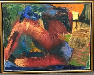 Kravett, Abstract, oil on canvas, circa 1965, 34 x 44 in. as framed