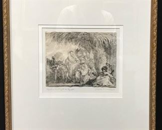 G.D. Tiepolo, "Rest on the Flight into Egypt" etching, first state, circa 1770, as framed