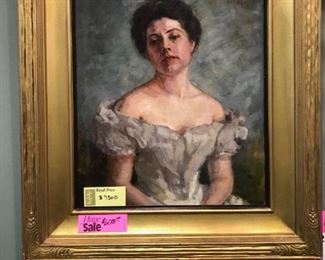 Portrait of Barbara Blackman O'Neil, mother of actress Barbara O'Neil, c. 1901 by St.Louis artist Carrie Horton Blackman, oil on canvas, 34 x 30 in. framed