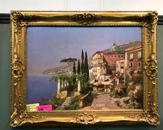 A. Arnegger, "Amalfi" oi on canvas, circa 1925,  dimensions 40 x 50 in. as framed.