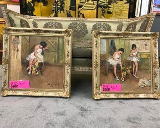 Carlo Cherubini, Ballerina Pair of paintings, circa  1960, 24 x 24 in . one on right sold, one on left available.