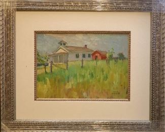 M-2: "The Schoolhouse" Geddes Rd. Ann Arbor, 1923. Oil on Board. Signed lower right. Image size 10 x 14". Frame size 24.5 x 20.5". $2,750.00.