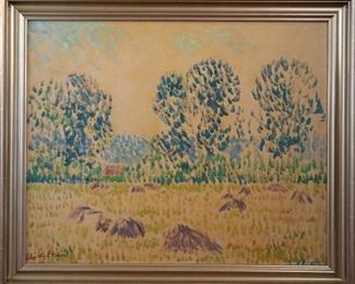 M-10: "Oat Field" in Harvest. Oil on Canvas. Signed lower left. Image size 31 x 25". Frame size 36.5 x 30.5". $2,250.00.