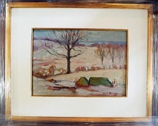 M-25: "From Our Front Porch" Oil on Board. Signed lower right. Image size 13 x 9". Frame size 23 x 19". $850.00.