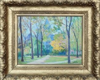 M-41: "From the Museum, University of Michigan", Ann Arbor, 1922. Oil on Board. Signed lower right. Image size 12 x 9". Frame size 18 x 15". $1,150.00.