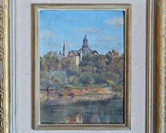 M-42: Saint Mary's, South Bend, Indiana. Oil on Board. Signed lower right. Image size 6 x 8". Frame size 11 x 13". $700.00.