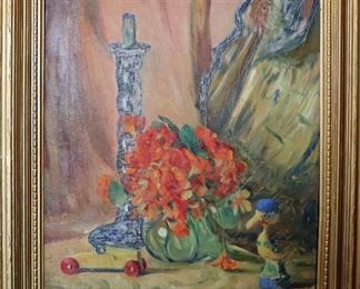 M-47: "Nasturtiums" Oil on Canvas. Signed lower right. Image size 18 x 22". Frame size 24 x 28". $2,250.00.