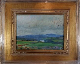 M-24: "Connecticut River Valley" Vermont, 1917. Oil on Board. Signed lower right. Image size 12 x 9". Frame size 19.5 x 17". $950.00.