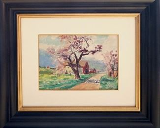 M-65: "The Apple Tree". Oil on Canvas. Signed lower right. Image size 13.5 x 9.5". Frame size: 28 x 24". $1,150.00.