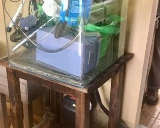 Large square aquarium with pump, nets& other attachments.