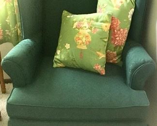 Green wing back chair