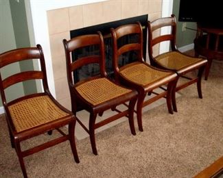 Set Victorian cane seat chairs.