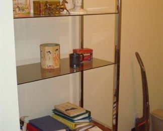 Chrome and glass shelf.