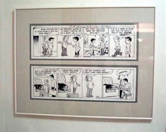 Signed comic strip by Jack Elrod with additional signed wording on back.