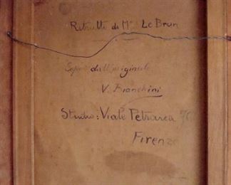  Rear canvas of V. Bianchini oil painting. Could be an original by the artist or an original additional copy as I have found only one other like this which sold at auction for $1800 in 2006.